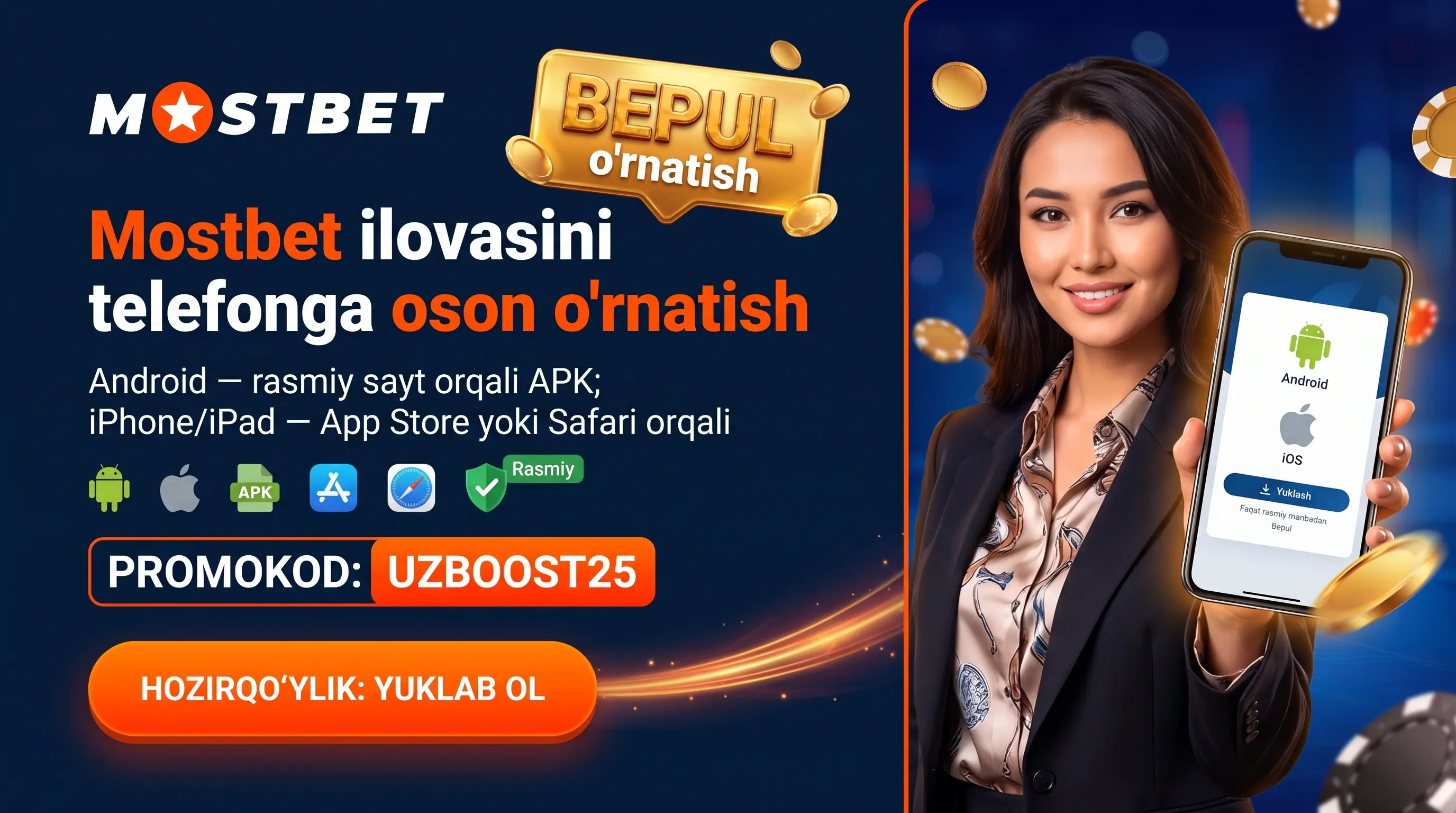 Mostbet ilovasini telefoningizga yuklab olish bo'yicha ko'rsatma