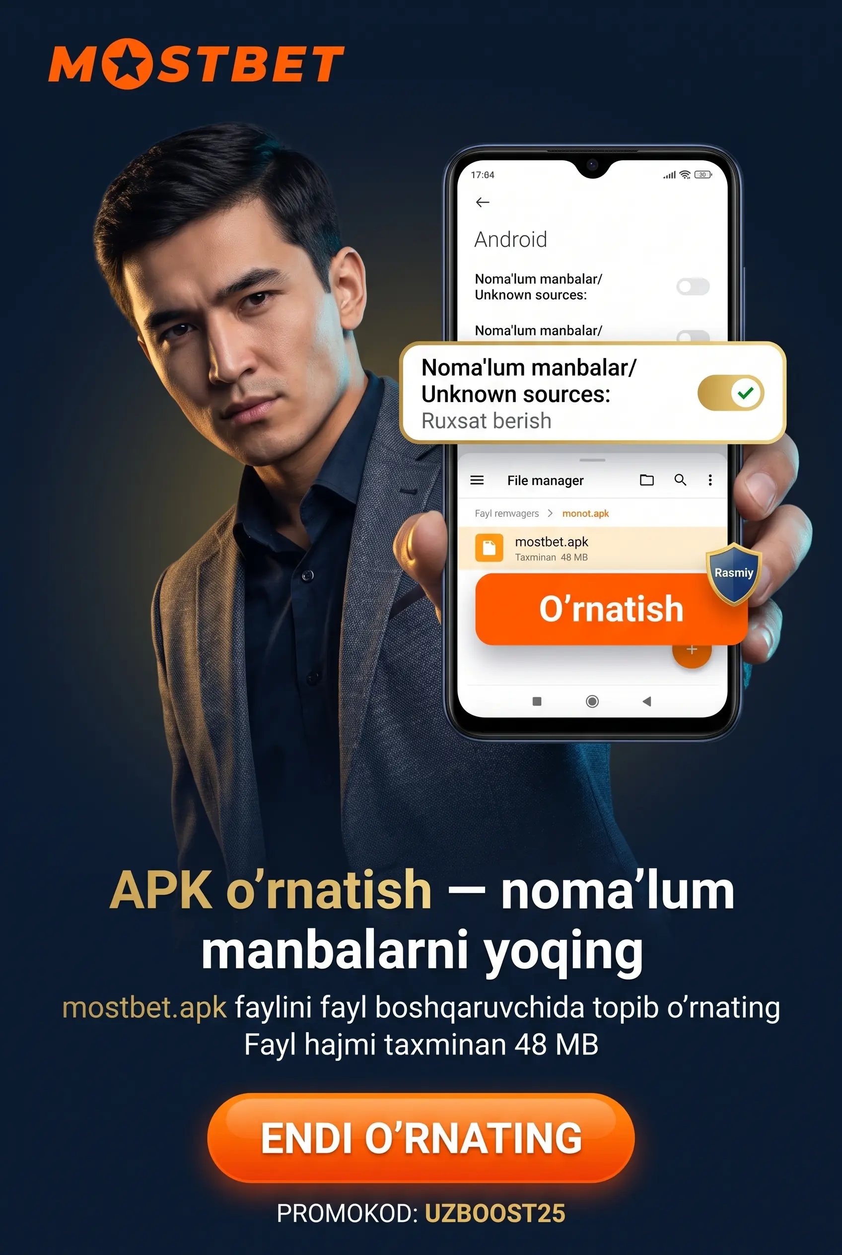 Android APK uchun Unknown Sources sozlamasi